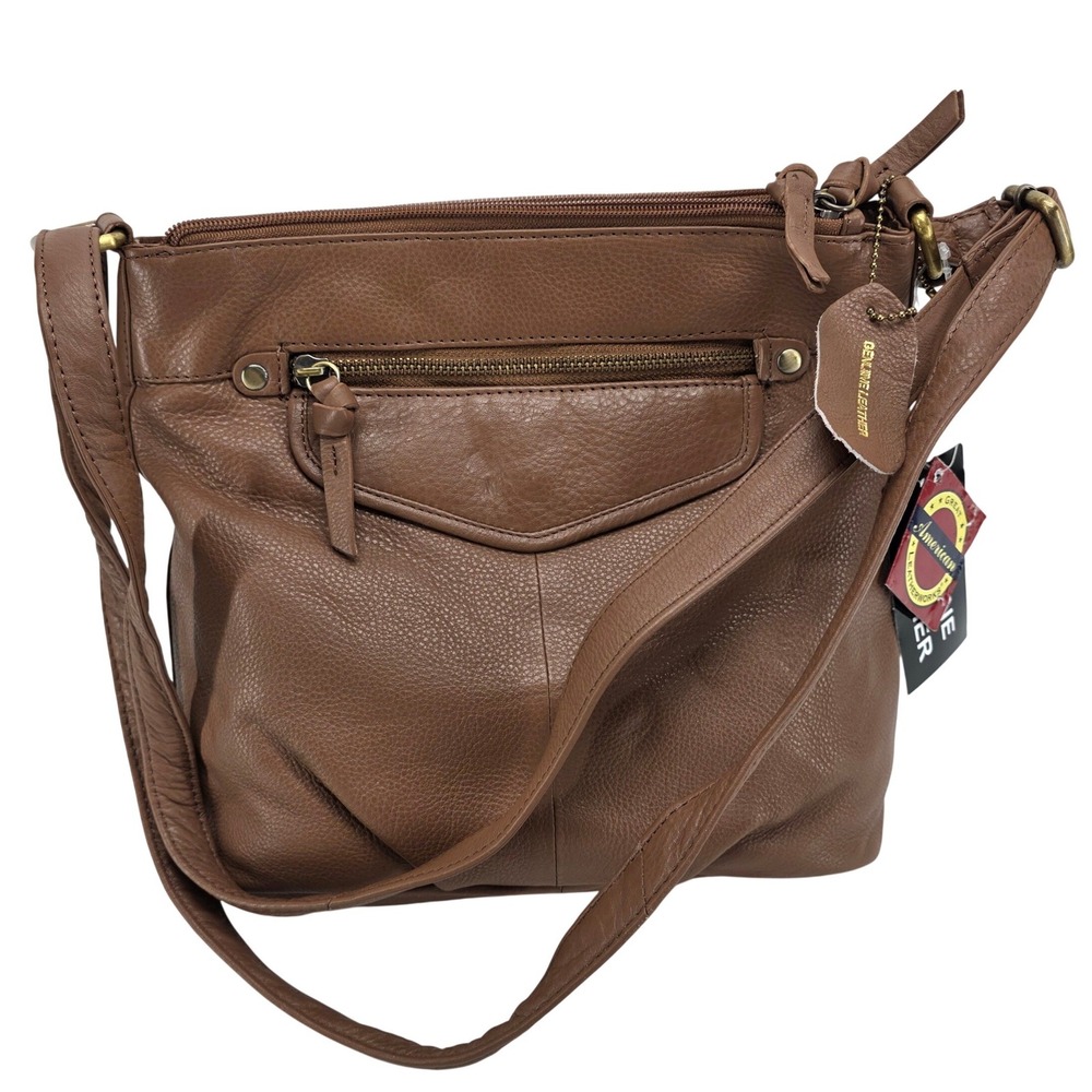 NEW American Leatherworks Crossbody Shoulder Bag Brown Leather Boho Gorpcore